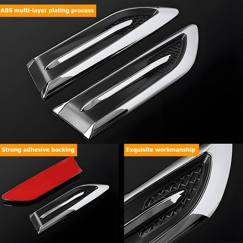 Sandfren 2PCS Car Hood Side Air Flow Intake Vent Trim, Self Adhesive Weatherproof Vehicle Grille Mudguard Side Stickers, Auto Exterior Decorative Accessories, Universal for SUV Sedan Truck - Image 3